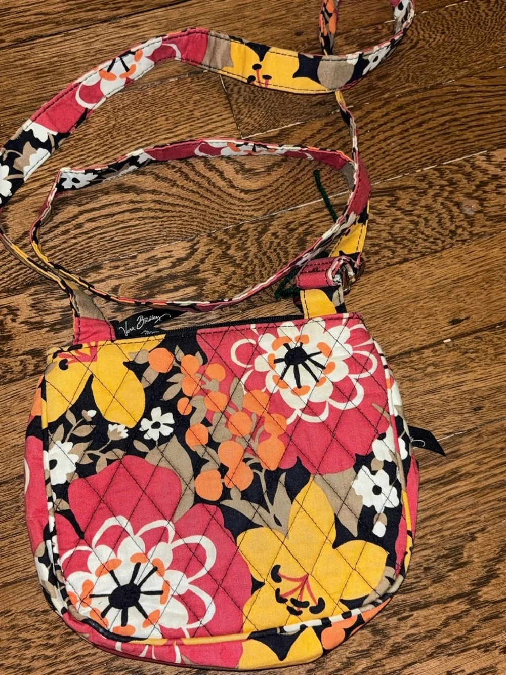 Quilted Floral Crossbody Bag in Coral and Yellow